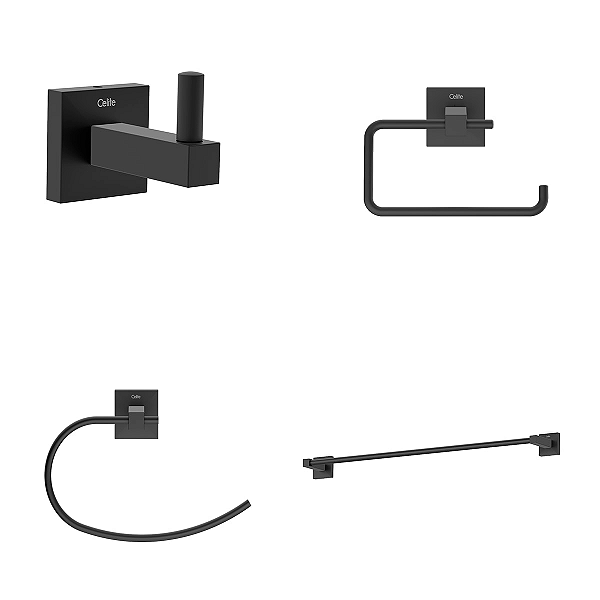 Kit de Acessórios Celite Elite 4 Peças - Preto Fosco
