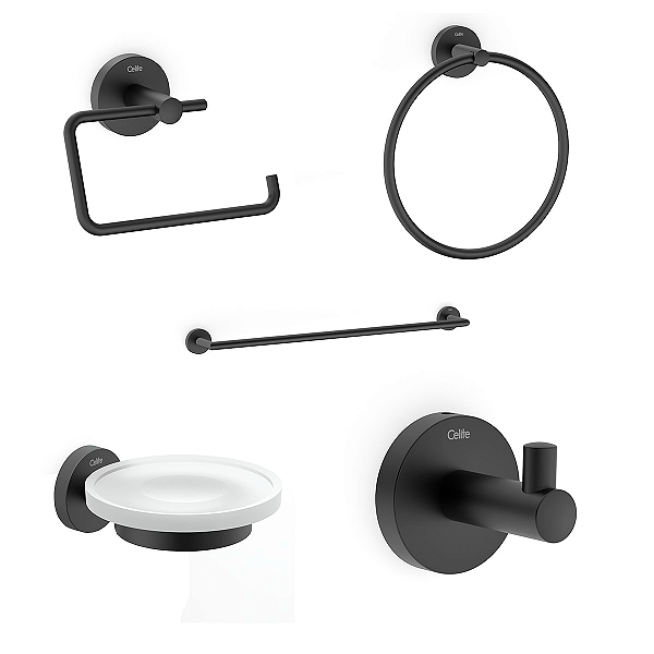 Kit de Acessórios Celite City 5 Peças - Preto Fosco