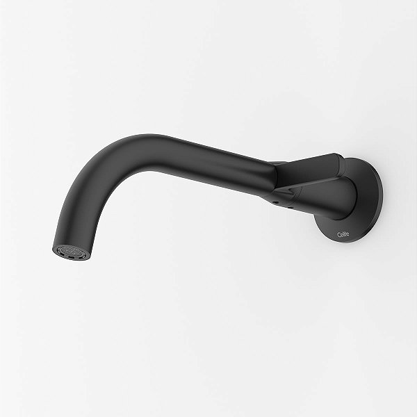 Torneira Banheiro Parede Bica Baixa Celite Design - Preto Fosco