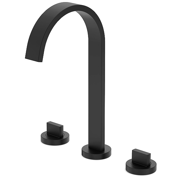 Torneira Misturador Banheiro Bancada Bica Alta Celite Flow - Preto Fosco