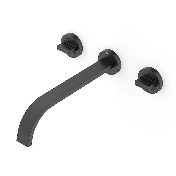 Torneira Misturador Banheiro Parede Bica Baixa Celite Flow - Preto Fosco