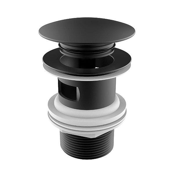 Válvula de Escoamento Click Lavatório Roca Novatic 1.1/4” com Ladrão - Preto Matte