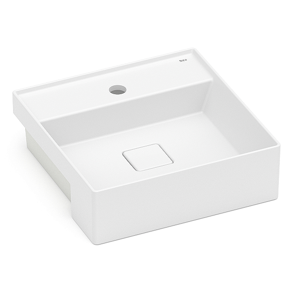 Cuba de Semiencaixe com Mesa Roca Terra 40 x 40 cm T10 - Branco Fosco