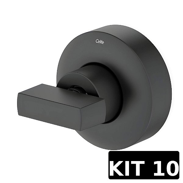 Kit 10 Acabamento Registro Celite Flow Base Docol - Preto Fosco