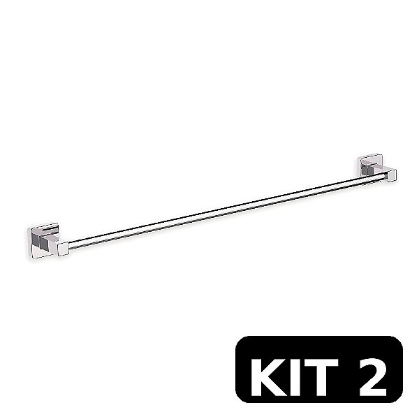 Kit 2 Porta Toalha Bastãoa 57cm Omega Premium Cromado