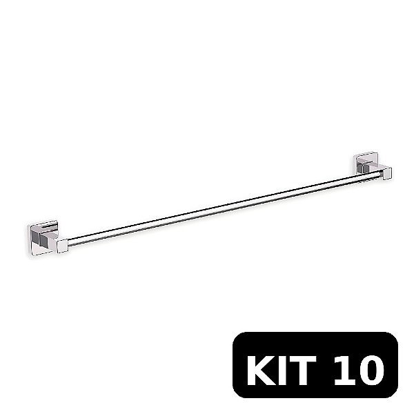 Kit 10 Porta Toalha Bastão 57 cm Omega Premium - Cromado