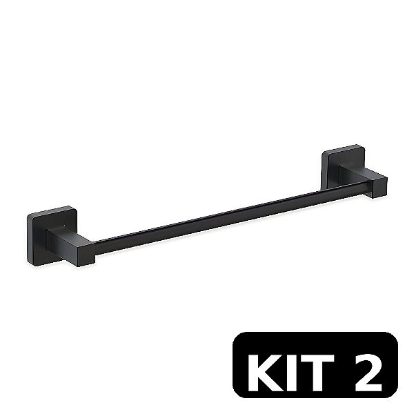 Kit 2 Porta Toalha Rosto Omega Premium Preto Fosco