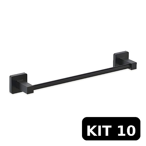 Kit 10 Porta Toalha Rosto Omega Premium Preto Fosco