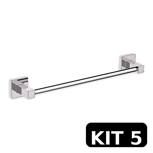 Kit 5 Porta Toalha Rosto Omega Premium Cromado