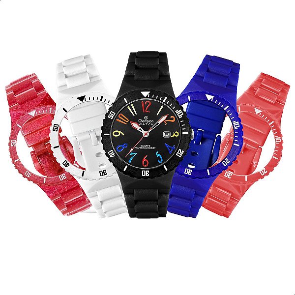 Relógio Champion Troca Pulseiras CP30219Z Prova D'Água 100m