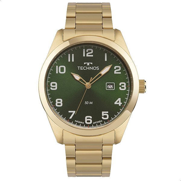 Relógio Masculino Technos Analógico Dourado Verde Calendário 2115TYO/1V