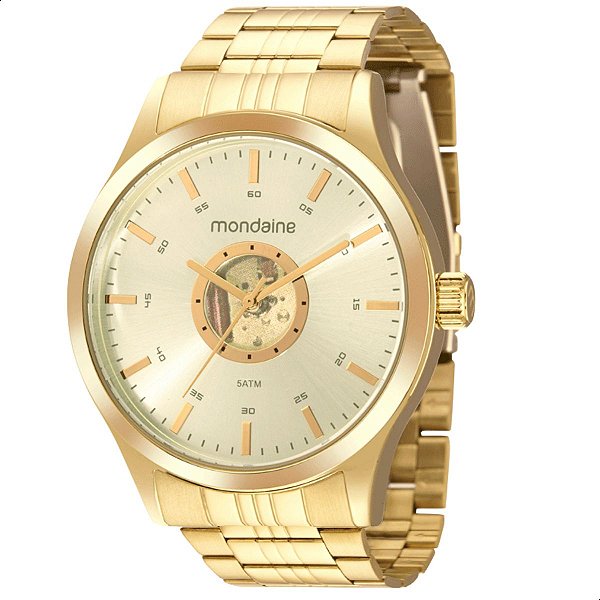 Relógio Masculino Mondaine Dourado Prova D'Água 99633GPMVDE3
