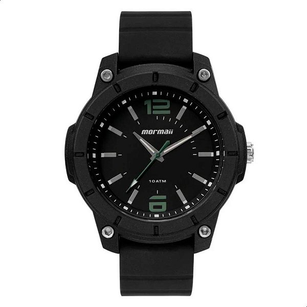 Relógio de Pulso Masculino Mormaii Preto Detalhe Verde Analógico MO2035LN/8V