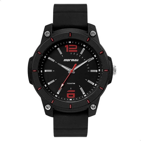 Relógio de Pulso Masculino Mormaii Preto Detalhe Vermelho Analógico MO2035LF/8R