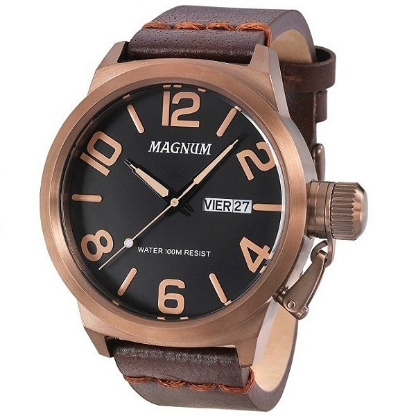Relógio Masculino Magnum MA33399R Prova D´Agua Pulseira em Couro