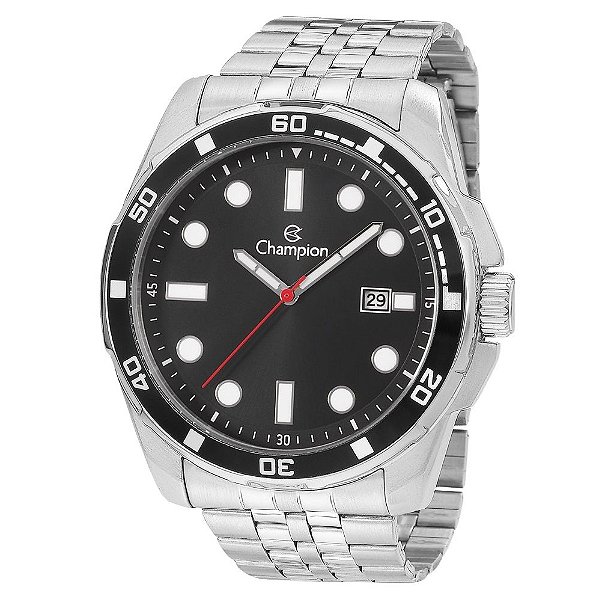 Relógio de Pulso Masculino Champion Casual Prataeado CA31640T Com Calendário