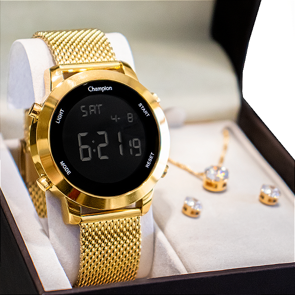 Relógio Champion Feminino Digital Dourado CH40062U