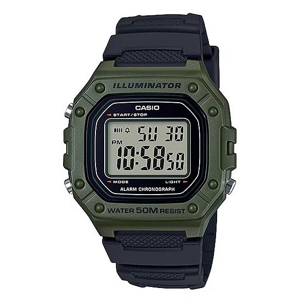 Relógio de Pulso Masculino Casio Digital Verde Standard W-218H-3AVDF