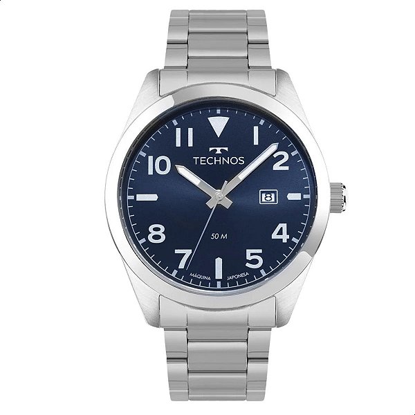 Relógio Masculino Technos Prata Azul Analógico 2115UAI/1A