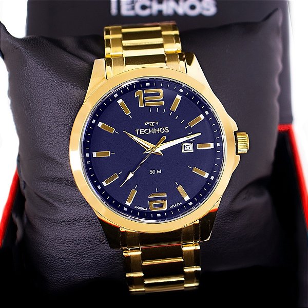 Relógio Masculino Technos Analógico Dourado Performance Racer 2115MZV/1A Calendário