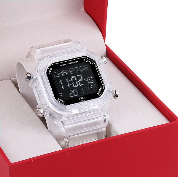 Relógio Masculino Digital Esportivo Champion YoT Transparente CP40181S Prova D'Água