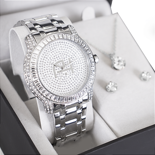 Relógio Champion  Ana Hickmann Feminino Prata AH28393S Kit Colar e Brincos