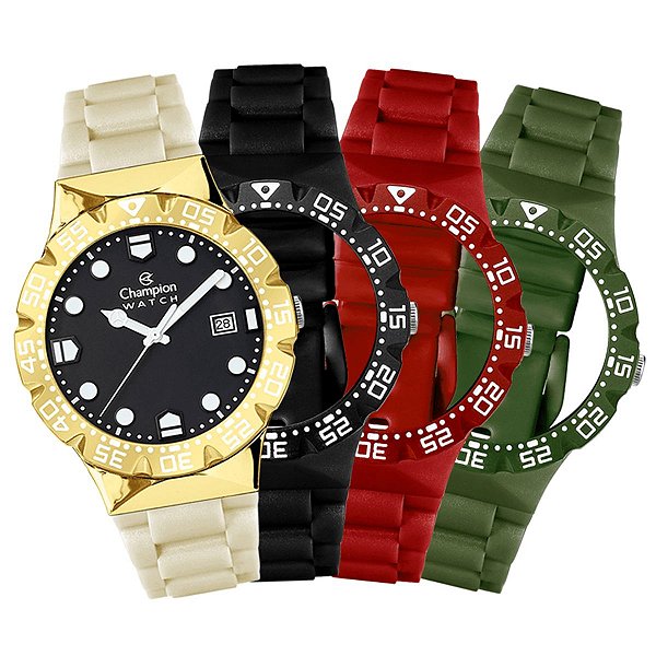Relógio Champion Troca Pulseiras CP31901N Prova D'Água 100m