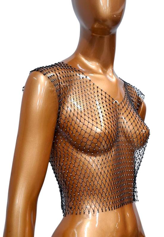 Cropped Shine Mesh