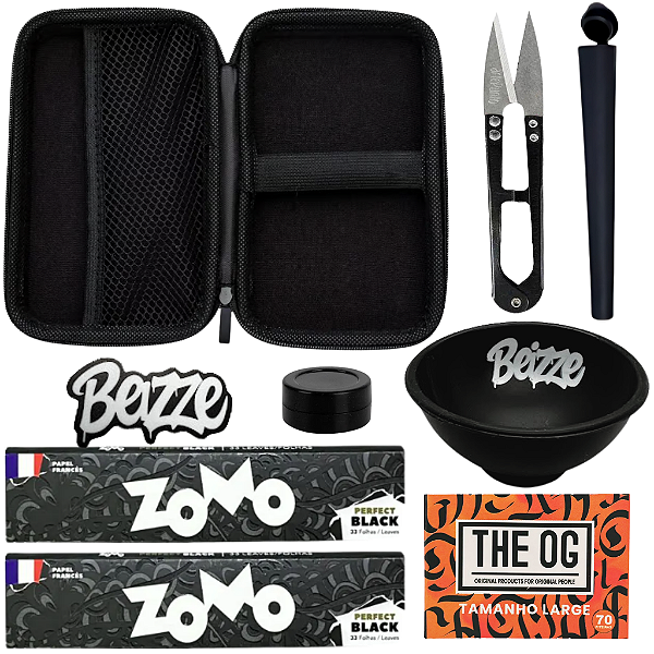 Kit Tabacaria Cuia De Silicone Tesoura Case Slick Tubete