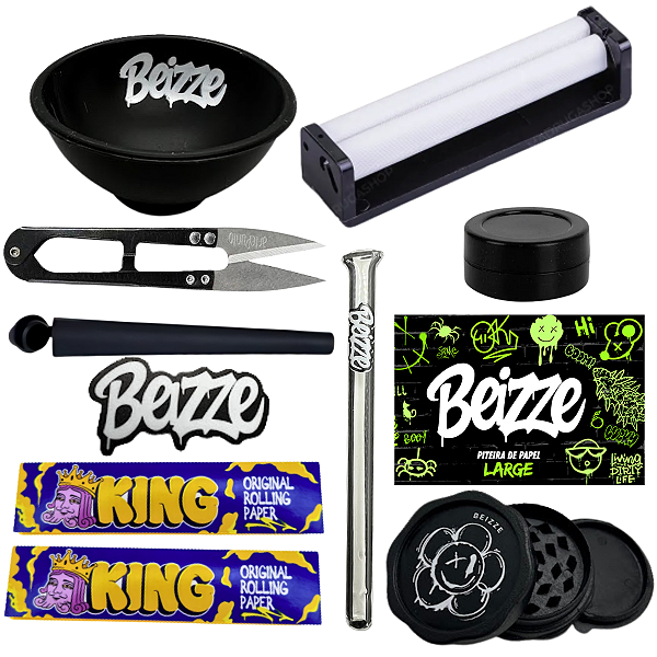 Kit Completo Tabacaria Cuia Bolador Slick Tesoura Tubete Sedas Piteiras Dichavador