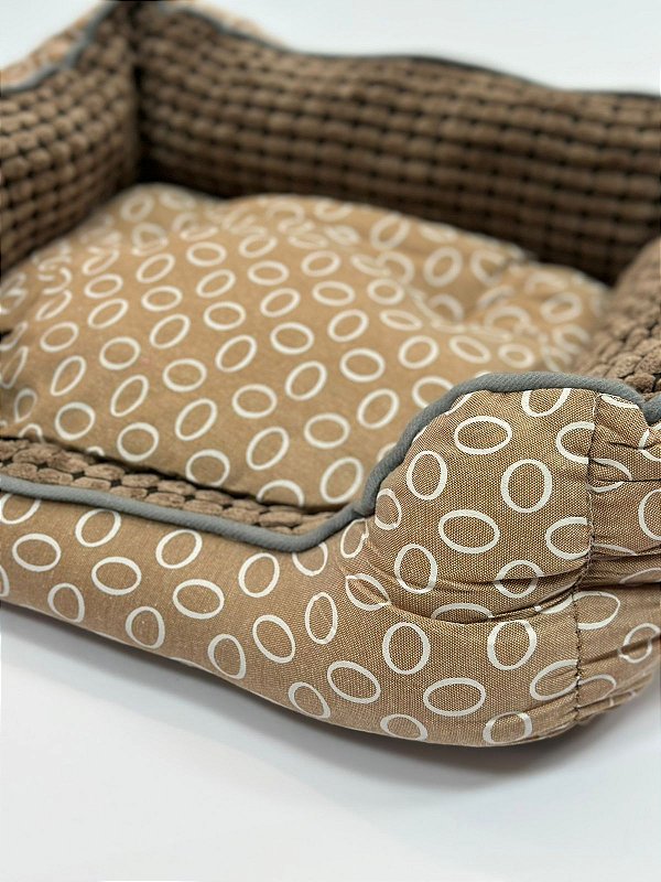 Cama para Pet Cão ou Gato 40x30x14cm (P) - Estampa Círculos Marrom