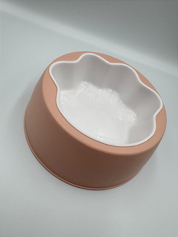 Comedouro/Bebedouro para Pet Cão ou Gato | Rosa e Branco | 17,8x17,8x6,5cm