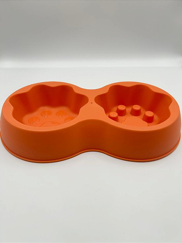 Comedouro e Bebedouro para Pet Cão ou Gato | Cor Laranja | 31x17x5cm