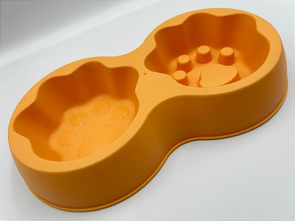 Comedouro e Bebedouro para Pet Cão ou Gato | Cor Amarelo | 31x17x5cm