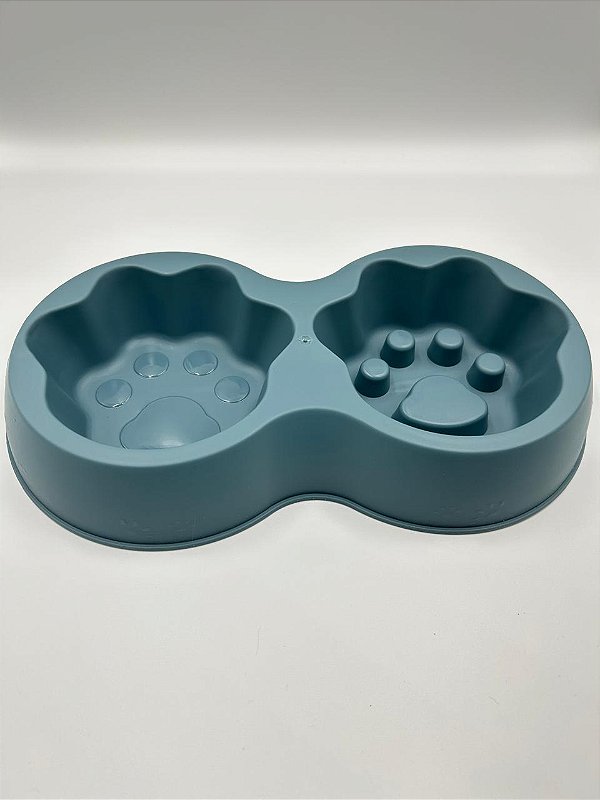 Comedouro e Bebedouro para Pet Cão ou Gato | Cor Azul Escuro | 31x17x5cm