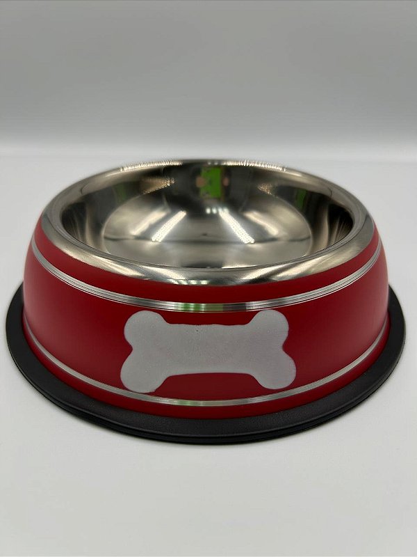 Comedouro/Bebedouro para Pet Cão ou Gato | Vermelho | 18cm