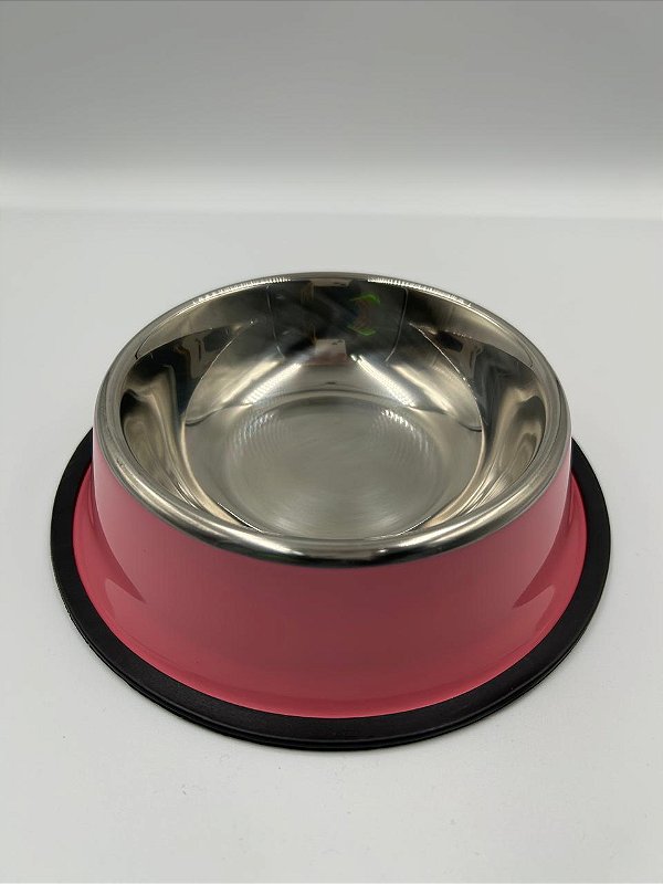 Comedouro/Bebedouro para Pet Cão ou Gato | Rosa | 18cm