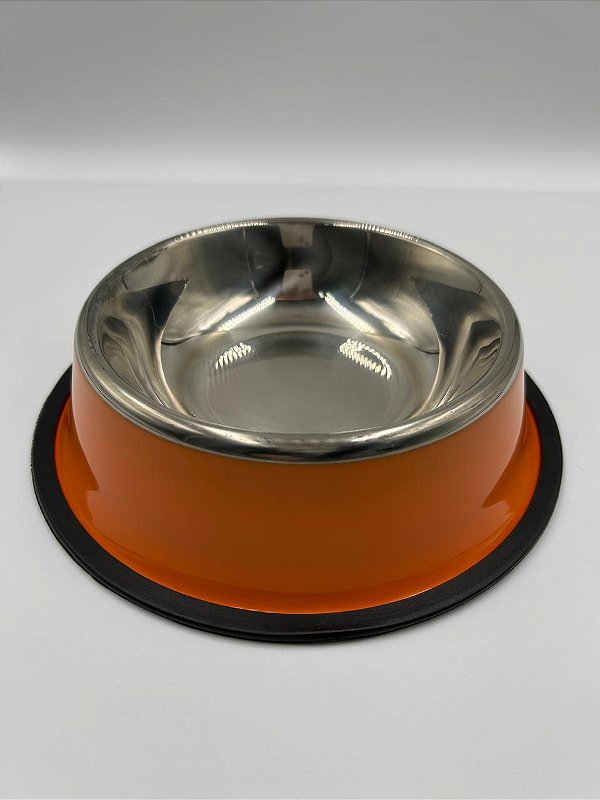 Comedouro/Bebedouro para Pet Cão ou Gato | Laranja | 18cm
