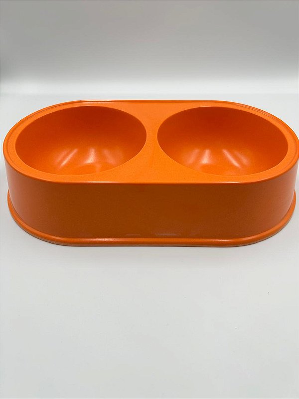 Comedouro/Bebedouro para Pet Cão ou Gato | Duplo | Laranja | 23,5x13x5cm