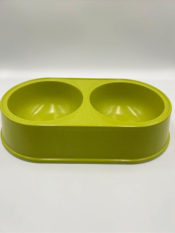 Comedouro/Bebedouro para Pet Cão ou Gato | Duplo | Verde | 26,5x15x5,5cm