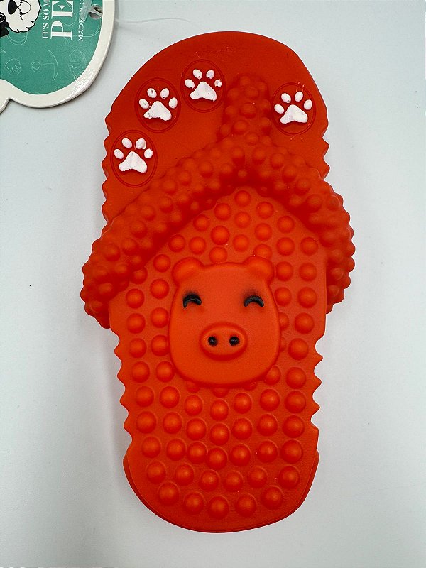 Brinquedo Para Pet Cão | Silicone | Chinelo Vermelho