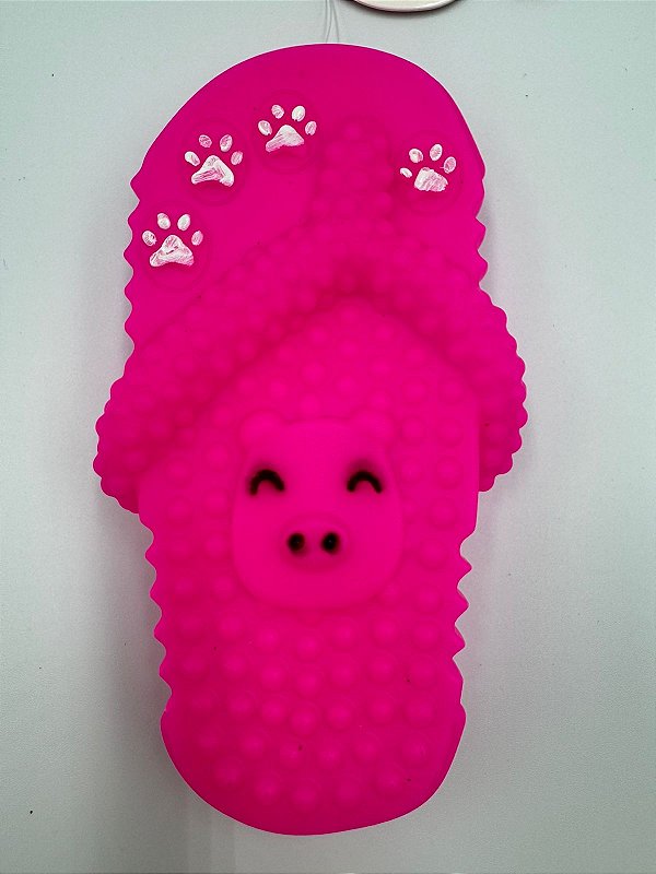 Brinquedo Para Pet Cão | Silicone | Chinelo Rosa