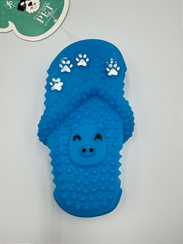 Brinquedo Para Pet Cão | Silicone | Chinelo Azul