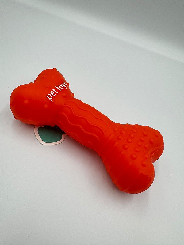 Brinquedo para Pet Cão | Silicone | Mordedor Ossinho | Vermelho