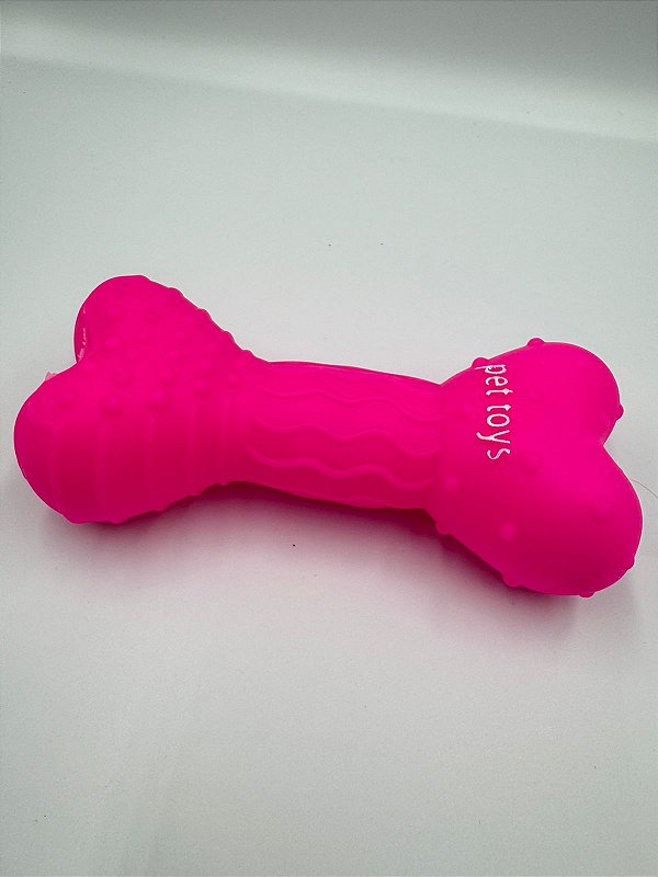 Brinquedo para Pet Cão | Silicone | Mordedor Ossinho | Rosa