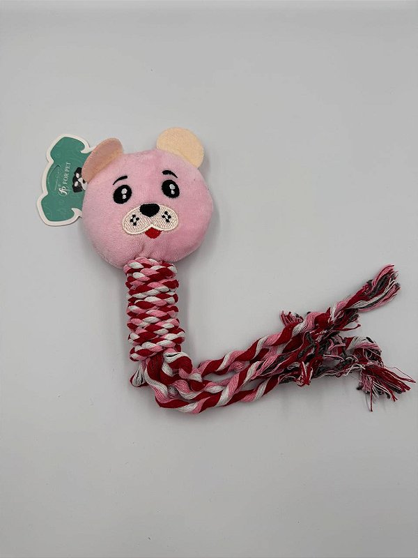 Brinquedo Para Pet Cão | Poliéster | Pelúcia com Corda | Rosa