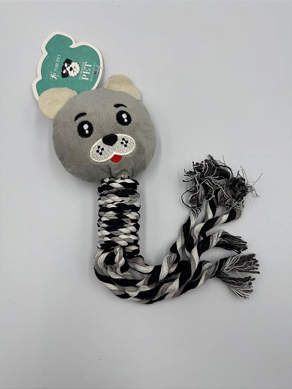 Brinquedo Para Pet Cão | Poliéster | Pelúcia com Corda | Cinza