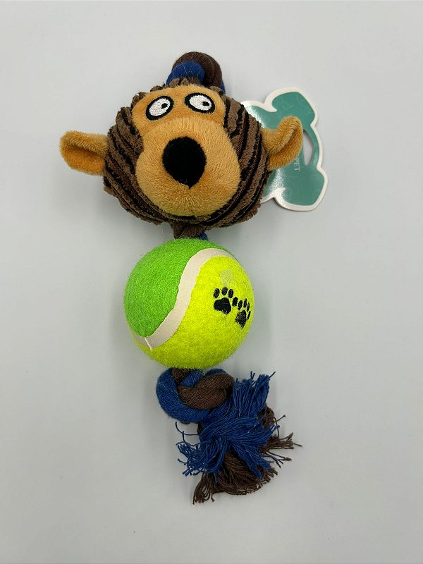 Brinquedo para Pet Cão Pelúcia com Bola e Cordão  Verde