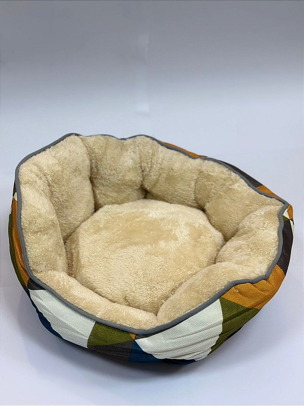 Cama para Pet Cão ou Gato 42x38x18cm - Estampa Colorida - Triângulo