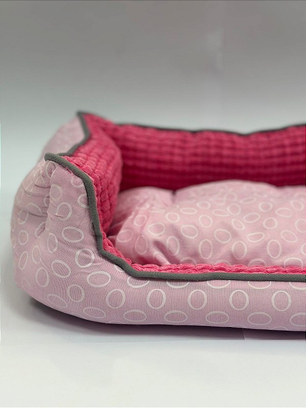 Cama para Pet Cão ou Gato 40x30x14cm (P) - Estampa Círculos Rosa